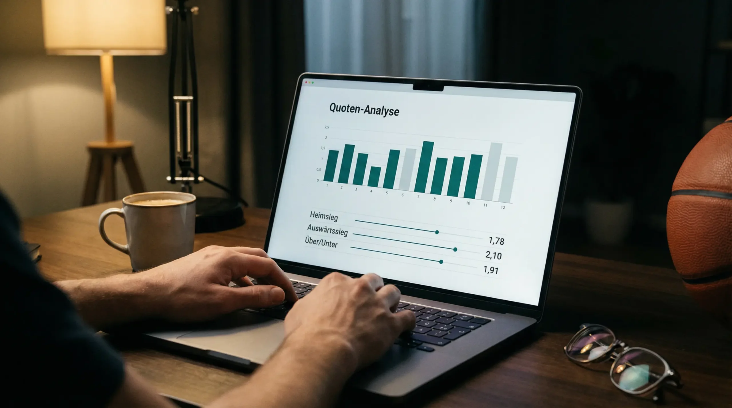 Basketball Quoten Analyse auf einem Laptop — Quotenvergleich für NBA Sportwetten